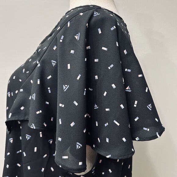 Torrid Top Women's 3 3X Black Cottagecore Boho Beachy Criss Cross Boats Flutter - Picture 5 of 13